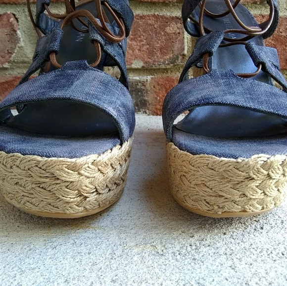 Stuart Weitzman Tiegirlbingo Wedge Sandals 10.5 M - Picture 5 of 8